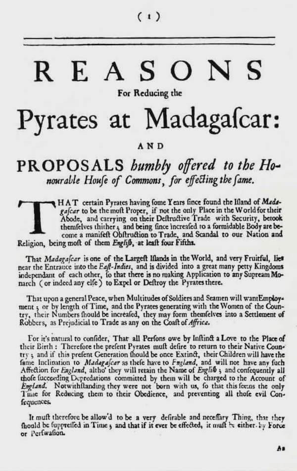 Reasons for Reducing Pyrates at Madagascar (1705)