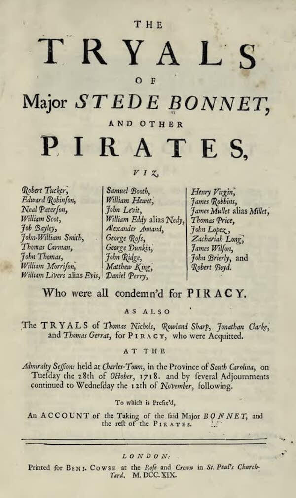 Tryals of Major Stede Bonet (1719)