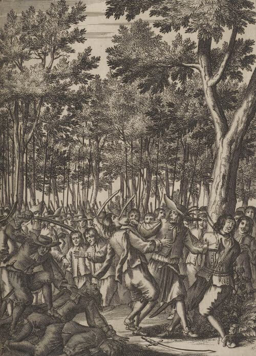 L'Ollonais Murdering Spanish - De Americaensche zee Roovers (1678)