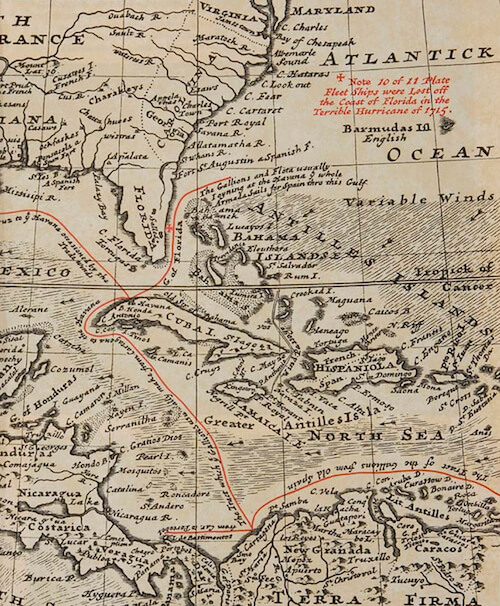 1715 Treasure Fleet Map - Herman Moll
