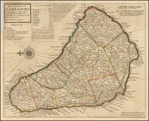 Island of Barbadoes - Herman Moll (1708)