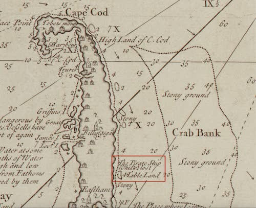 Whydah Shipwreck Map - Cyprian Southack (1734)