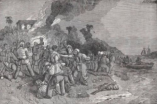 Pirates Retreat and Death of Captain Howell Davis - Pirates Own Book (1837)
